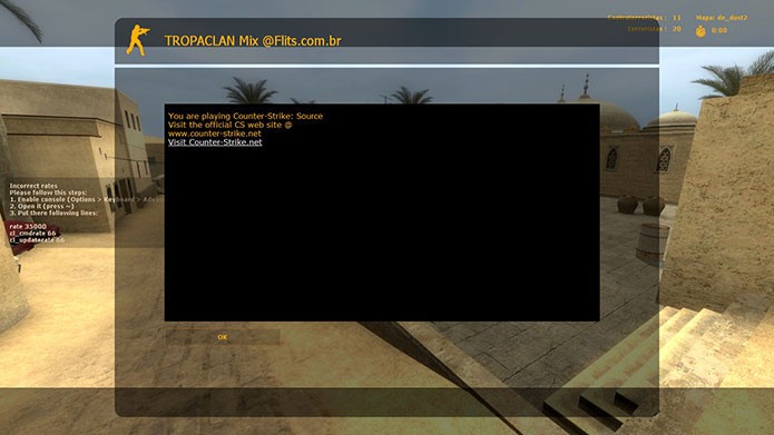 Na sala, pressione Ok e comece a jogar
